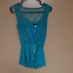 Cato Teal Lace Sleeveless Blouse
